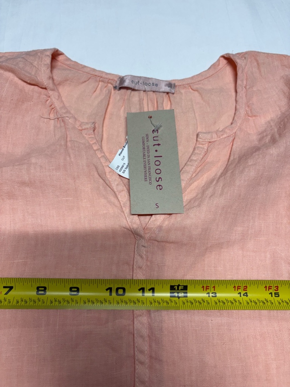 cut loose Peach Linen Tunic Top - labeled sz S- ** runs VERY large** NWT - Picture 3 of 6
